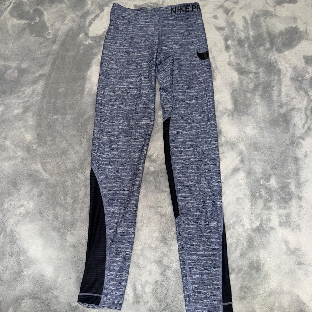 Nike Pro Leggings Navy Heather Mesh Panel Women's XS Dri-Fit